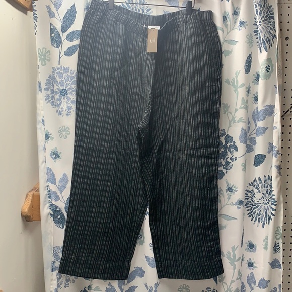 J. Jill Pants - J Jill Love Linen Black Wide Leg Stripe Pant-Sz 1X